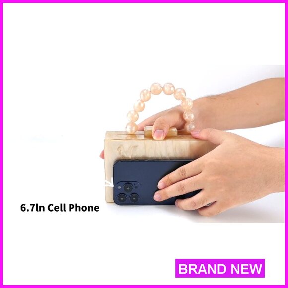 Acrylic Evening Clutch with Pearl Chain Crossbody Bag Elegant Formal Wedding